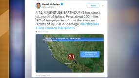 Le Pérou a été frappé par un séisme de magnitude 7, ce 1er mars