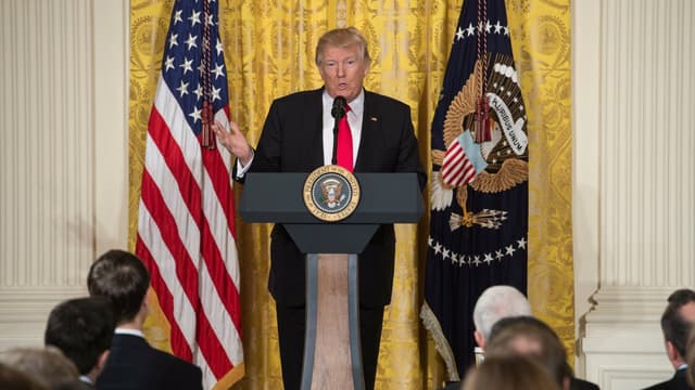Donald Trump lors de sa conférence de presse à la Maison blanche.