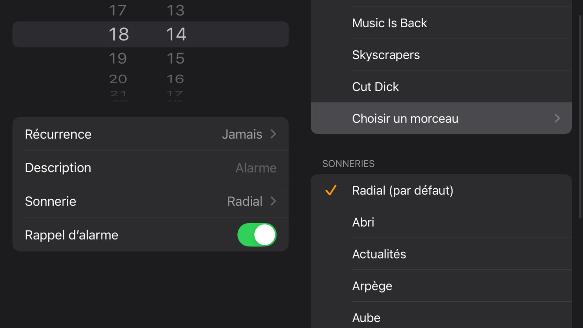 Réveil musical sur iOS