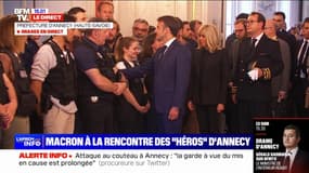 Emmanuel et Brigitte Macron rencontrent les "héros" d'Annecy à la préfecture