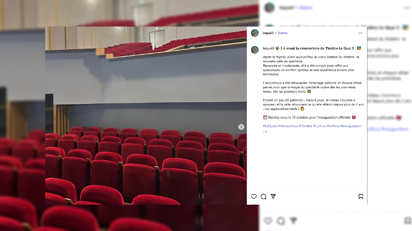 APRÈS PLUS DE DEUX ANS DE TRAVAUX, LA SALLE DE SPECTACLE LE QUAI 3 ROUVRE SES PORTES AU PECQ