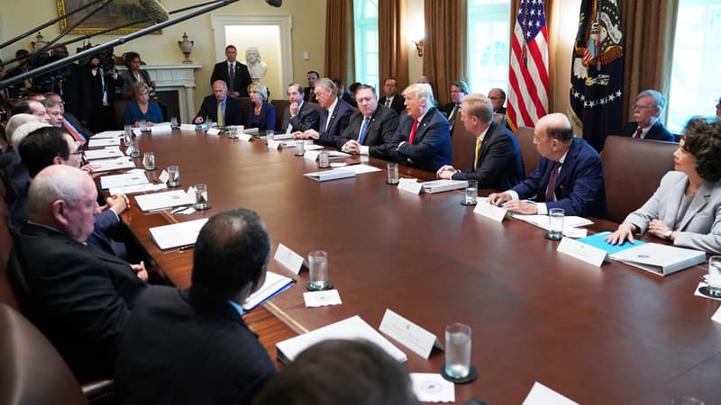 Une réunion du cabinet présidentiel, le 16 août 2018 à la Maison Blanche. 