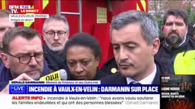 Incendie de Vaulx-en-Velin: Gérald Darmanin évoque "4 blessés très graves dont la vie est encore en danger"