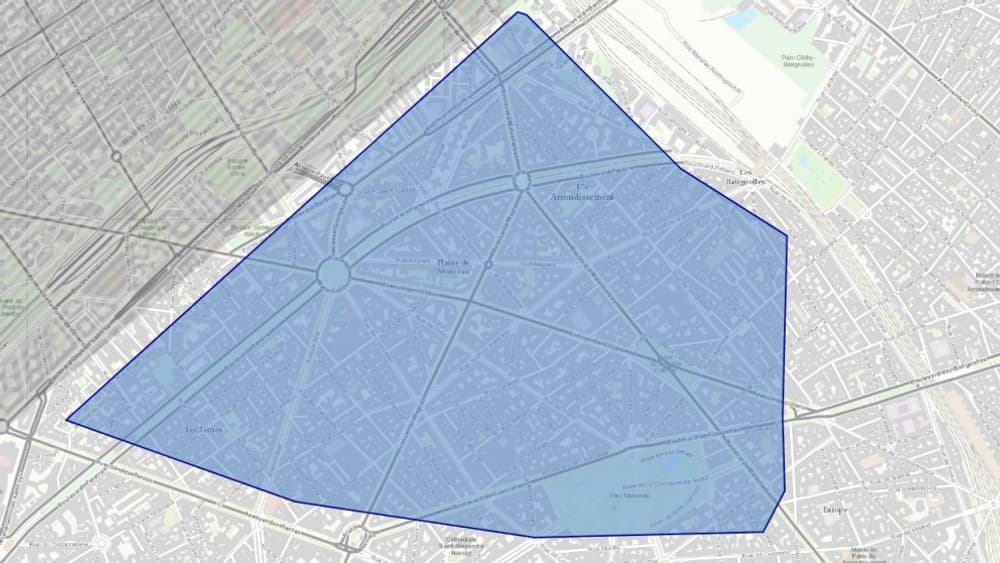 La partie du 17e arrondissement concernée par le test.
