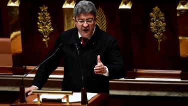 Jean-Luc Mélenchon à la tribune de l'Assemblée nationale, le 4 juillet 2017.