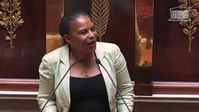 La Garde des Sceaux Christiane Taubira ouvrant le débat en seconde lecture à l'Assemblée, mercredi.