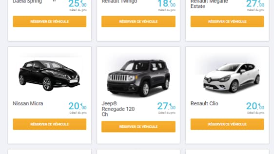 La Dacia Spring est proposée à 25 euros (forfait à 5 euros et 20 euros pour 100 km). La Dacia Spring est proposée à 25 euros (forfait à 5 euros et 20 euros pour 100 km).