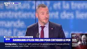 Propos de Gérald Darmanin sur Giorgia Meloni: "Monsieur Darmanin essaye de faire diversion sur son bilan qui est absolument calamiteux" pour Frédéric Falcon (RN)