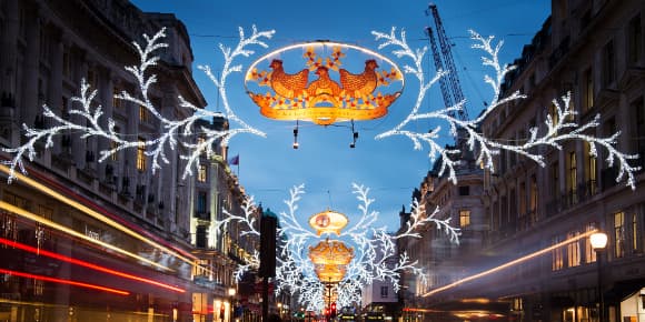 Le centre de Londres, le 18 décembre 2013, décoré aux couleurs de Noël