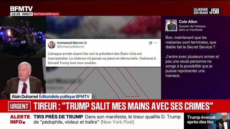 Tirs près de Donald Trump: "L'attaque armée visant hier soir le président des États-Unis est inacceptable", déclare Emmanuel Macron