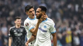 OM: la joie de Correa qui félicite Aubameyang après son but contre l'Ajax