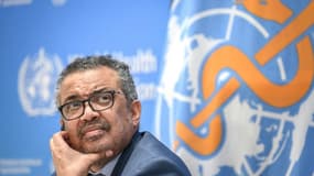 Le directeur général de l'OMS, Tedros Adhanom Ghebreyesus, lors d'une conférence de presse, le 20 décembre 2021 à Genève