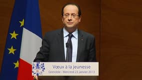 François Hollande à Grenoble le 23 janvier, adressait se voeux à la jeunesse.