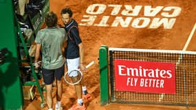 Alexander Zverev et Daniil Medvedev lors du Masters 1000 de Monte-Carlo, le 13 avril 2023.