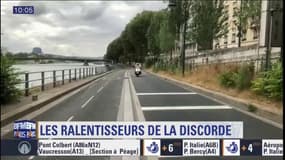 Piste cyclable voie Pompidou: des bandes rugueuses pour faire ralentir les voitures
