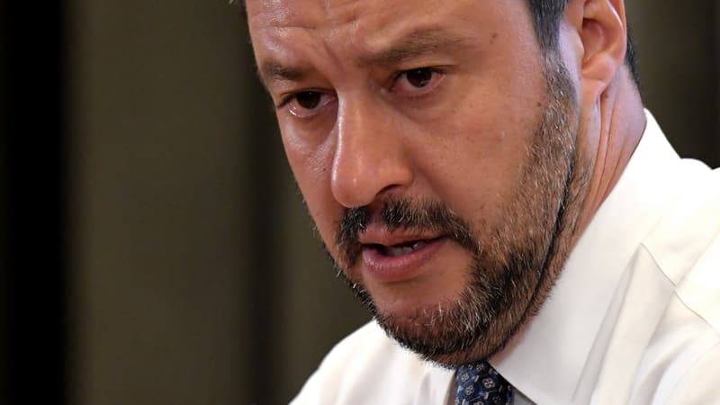 Matteo Salvini lors d'une conférence de presse le 25 juin 2018 à Rome. 