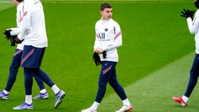 Ismaël Gharbi à l'entraînement du PSG, le 8 janvier 2022