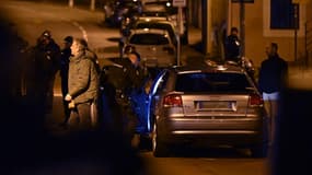 L'Audi A3 de Nordahl Lelandais lors d'une reconstitution du meurtre à Chambéry, le 21 mars 2019.
