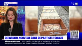 Cannes: les empreintes de Gérard Depardieu entourées de fils barbelés par l'artiste Toolate