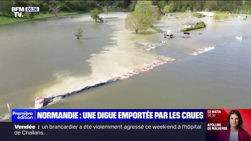 Seine-Maritime: une digue emportée par les crues près de Bardouville, les habitants sous les eaux