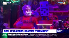 Paris: les Galeries Lafayette s'illuminent pour Noël