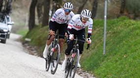 Tadej Pogacar et Isaac Del Toro à l'entraînement le 29/02/2024