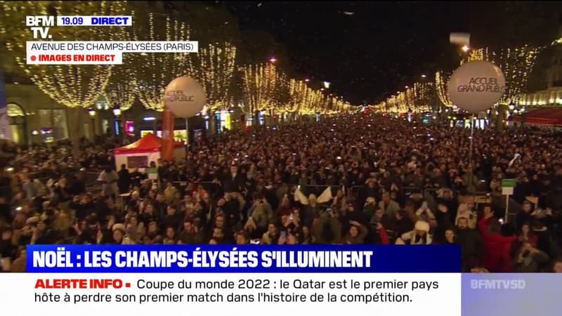 L'avenue des Champs-Élysées illuminée pour les fêtes de fin d'année par le comédien Tahar Rahim