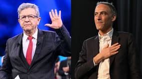 Jean-Luc Mélenchon (à gauche) et Raphaël Glucksmann (à droite).
