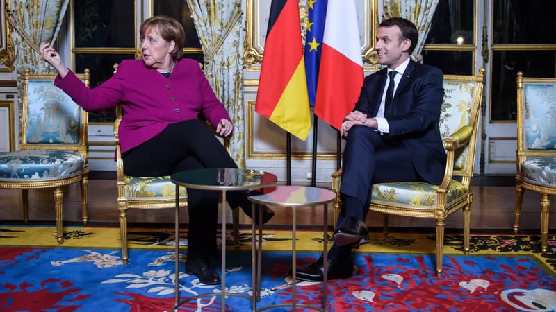 Angela Merkel et Emmanuel Macron à l'Elysée, le 19 janvier 2018.