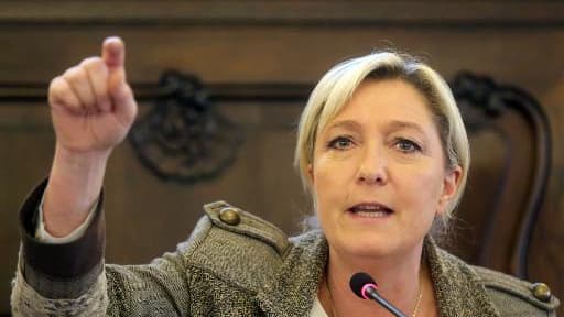 Marine Le Pen, présidente du Front national, le 6 mai 2015 à Prague