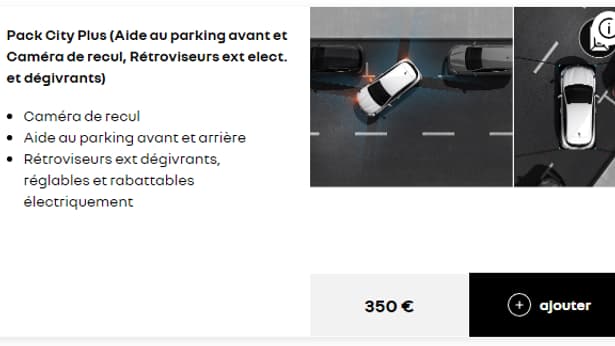 Les rétroviseurs rabattables font partie du Pack City Plus Les rétroviseurs rabattables font partie du Pack City Plus