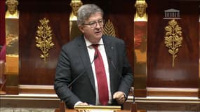 Jean-Luc Mélenchon à la tribune de l'Assemblée nationale ce lundi.