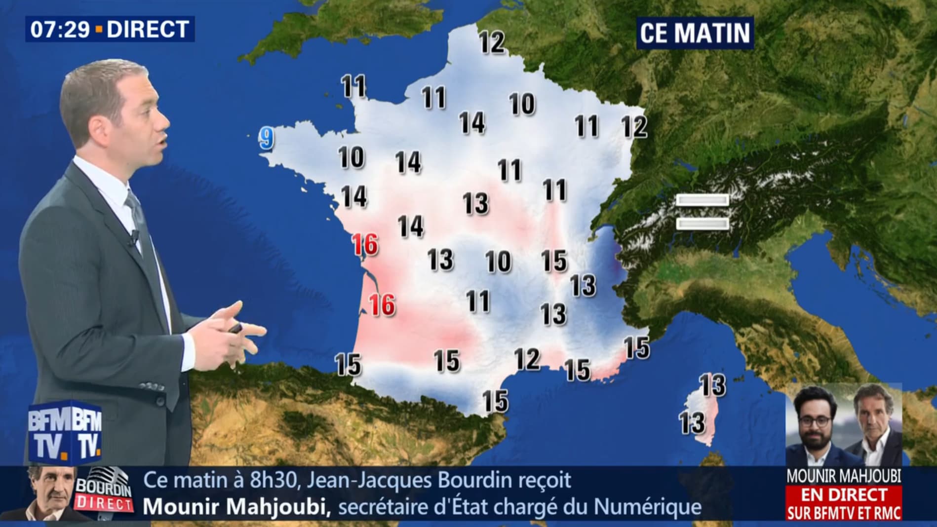 Températures du vendredi 25 mai au matin Températures du vendredi 25 mai au matin