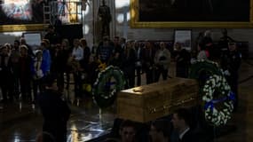 Le cercueil de Billy Graham exposé sous le Capitole. 