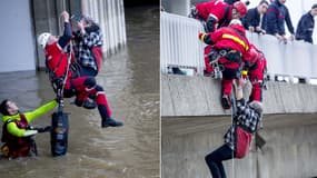 Les pompiers de Paris sont intervenus au secours d'un SDF qui avait installé son habitation de fortune sous un mont de Boulogne-Billancourt. La montée des eaux très rapide l'avait pris au piège.