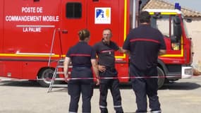 Des sapeurs-pompiers de l'Aude mobilisés sur un important incendie à Saint-Laurent-de-la-Cabrerisse le mardi 12 août 2025.