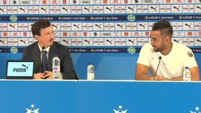 Pablo Longoria et Dimitri Payet, à Marseille le 21 juillet 2023