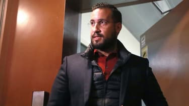 Alexandre Benalla, à la sortie de sa détention provisoire à la prison de la Santé à Paris, le 26 février 2019. - JACQUES DEMARTHON / AFP