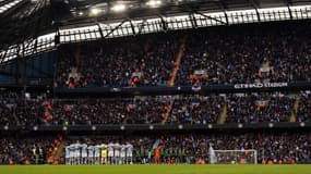 Une minute de silence observée à l'Etihad Stadium avant Manchester City-Brighton (2-1, 9e journée de Premier League), le 21 octobre 2023
