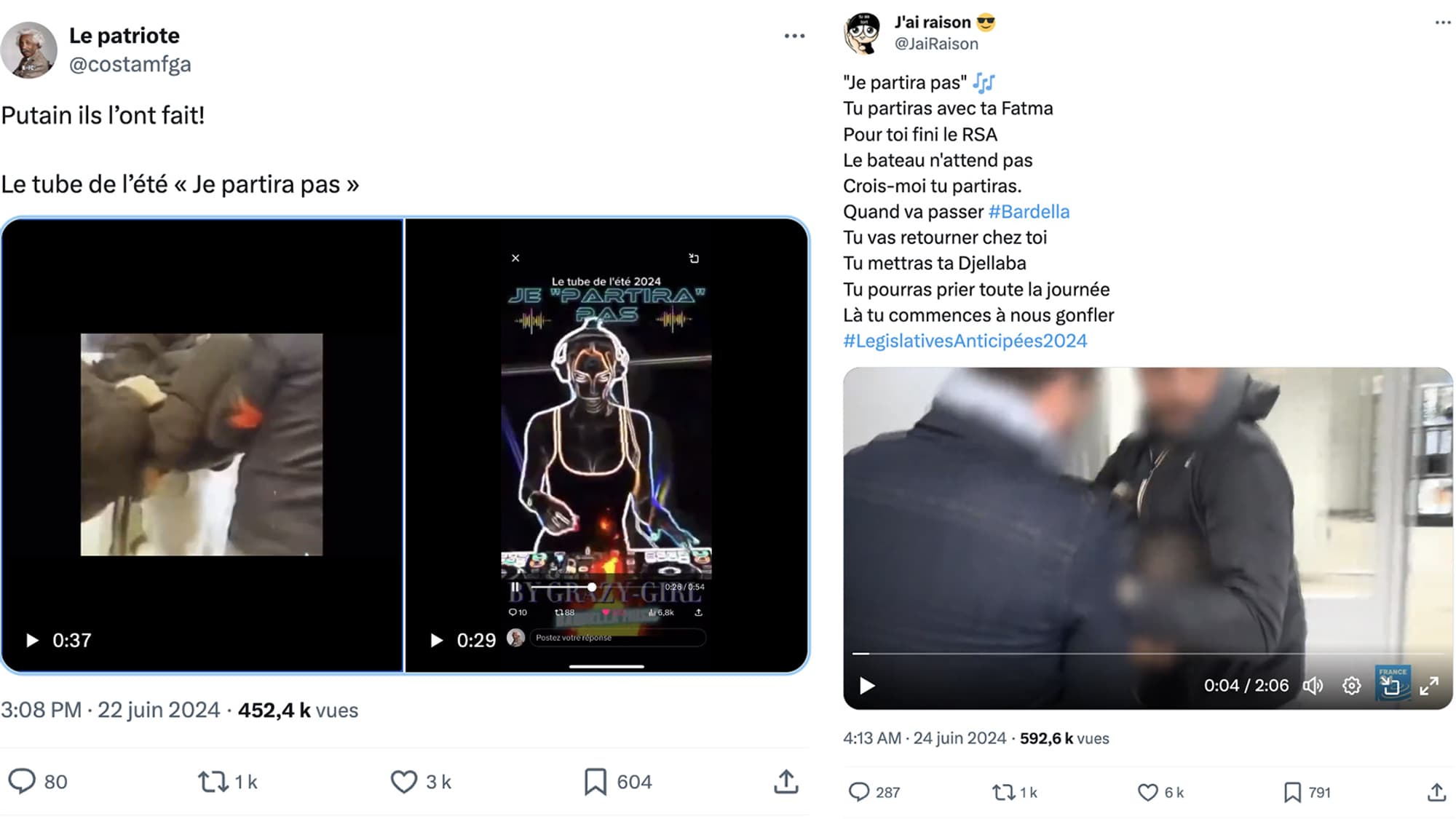 Des comptes Twitter relayant le morceau "Je partira pas" Des comptes Twitter relayant le morceau "Je partira pas"