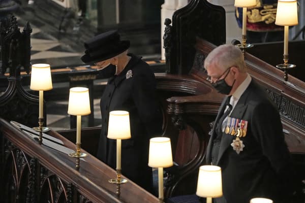 Queen Elizabeth II at Prince Philip's funeral in 2021