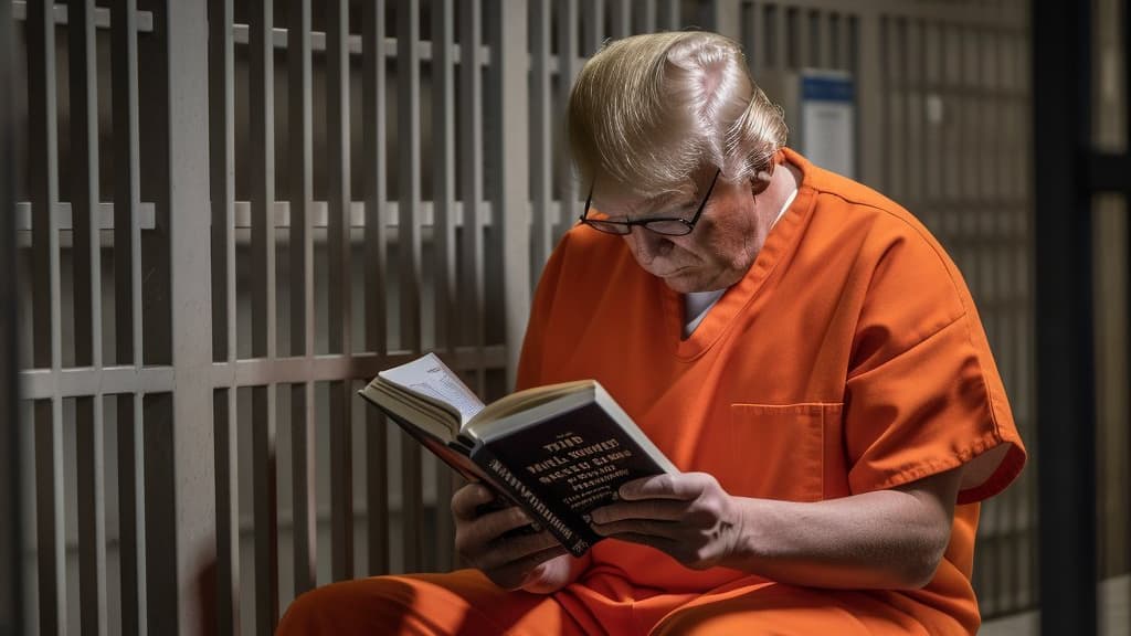 Sur cette fausse image de Donald Trump créée par Midjourney, l'écriture est totalement indéchiffrable.