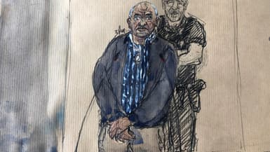 Croquis d'audience de Dino Scala, le "violeur de la Sambre"