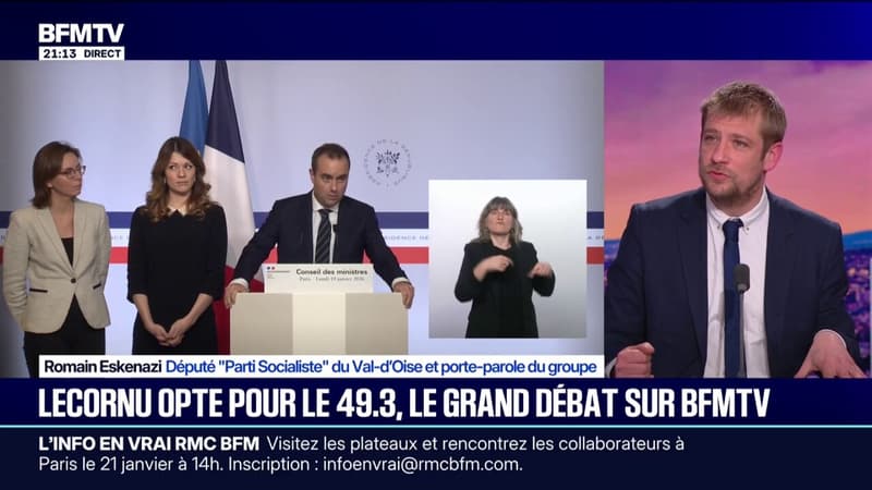 Budget/49.3: pour Romain Eskenazi, député (PS), le budget de Sébastien Lecornu "n'est pas un budget socialiste"