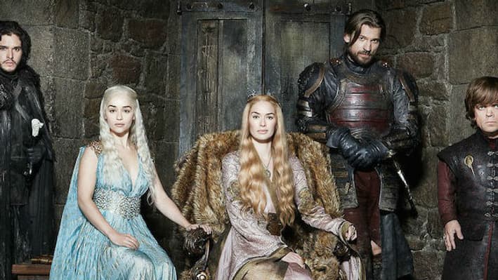 Kit Harington, Emilia Clarke, Lena Headey, Nicolaj Coster-Waldau et Peter Dinklage, héros de la série "Game of Thrones"