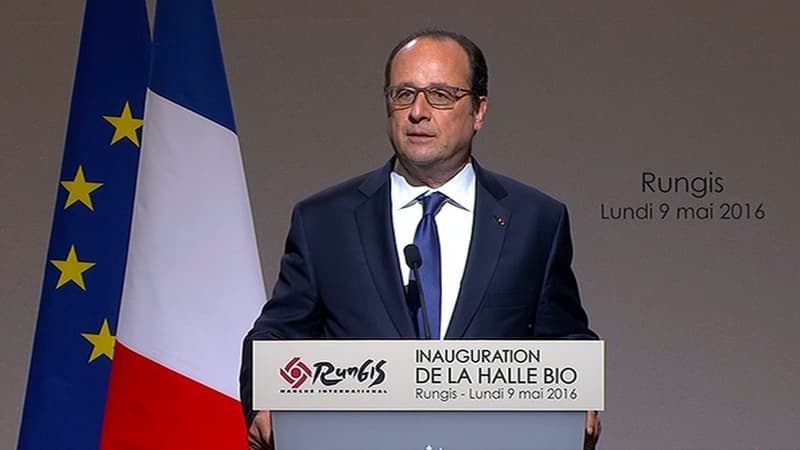 François Hollande à Rungis, le 9 mai 2016.