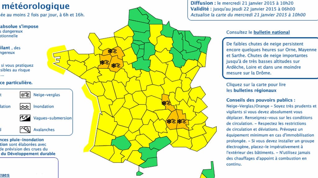 Carte de vigilance de mercredi, 10 heures.