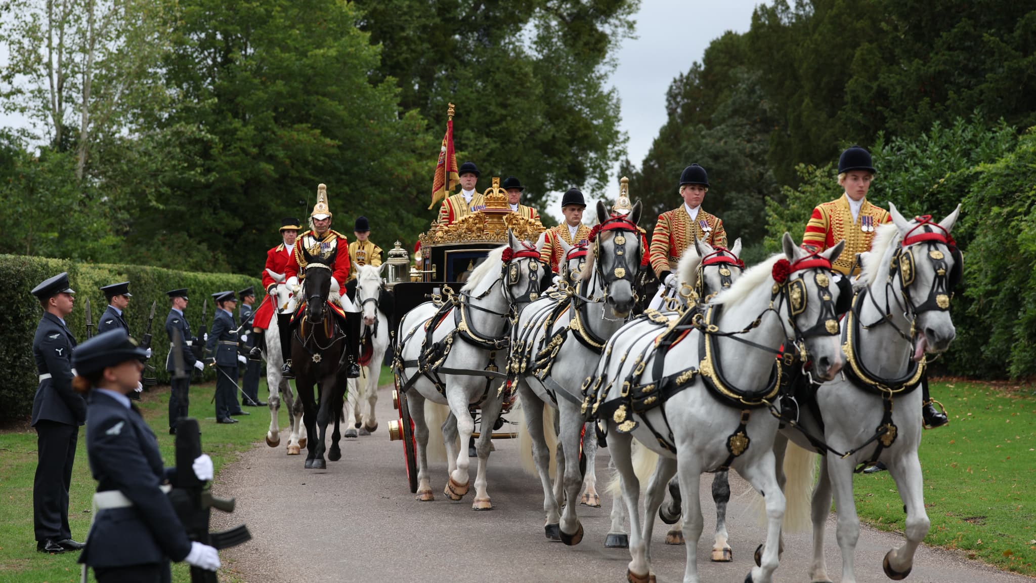 Cérémonie militaire organisée à Windsor pour la venue de Donald Trump, le 17 septembre 2025.