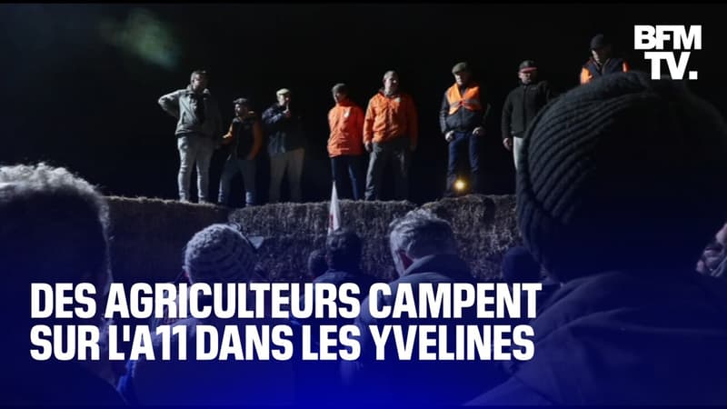 Des agriculteurs campent sur l'A11 dans les Yvelines