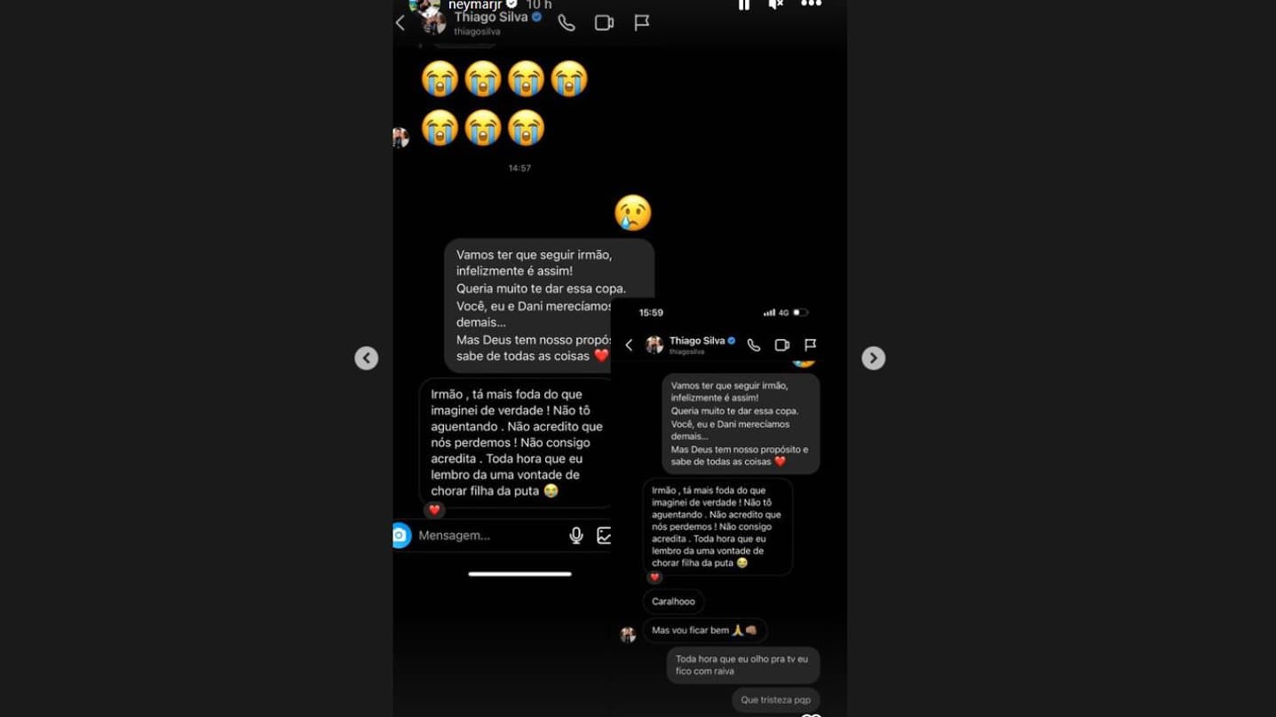 Les messages entre Neymar et Thiago Silva Les messages entre Neymar et Thiago Silva